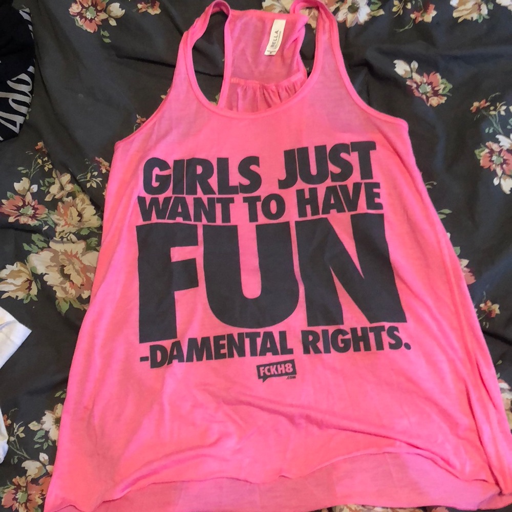 FCKH8 flowy neon recerback tank top